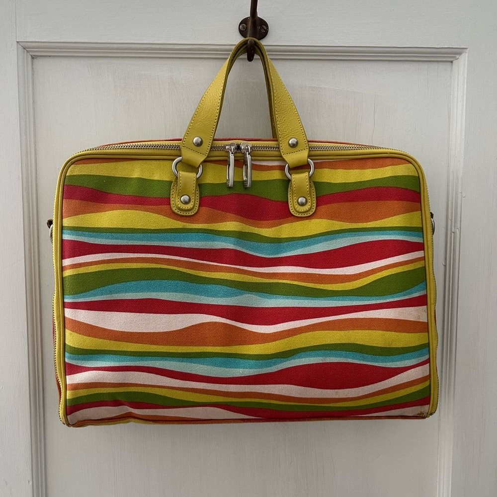Angela Adam’s of Maine Vintage Multicolor Striped Laptop Case